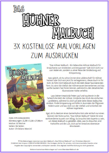 Kostenlose Hühner Malvorlagen zum Ausdrucken & Ausmalen