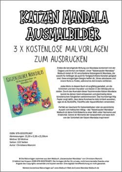 Kostenlose Katzen Mandala Ausmalbilder aus dem Katzen Mandala Malbuch pdf grafik